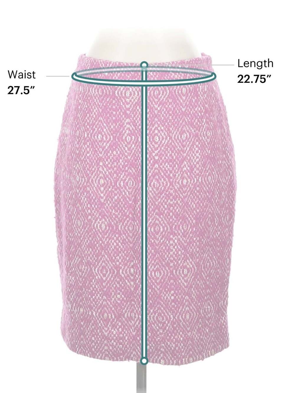 J.Crew No. 2 Pencil Skirt Pink Wool Blend Diamond Tweed Size 2 - Picture 4 of 6